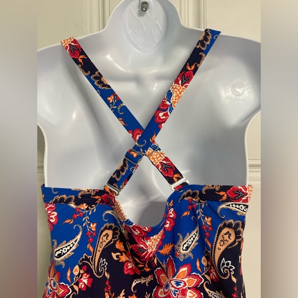 M- Paisley-Floral Sweetheart Swim Tankini - Picture 4 of 8